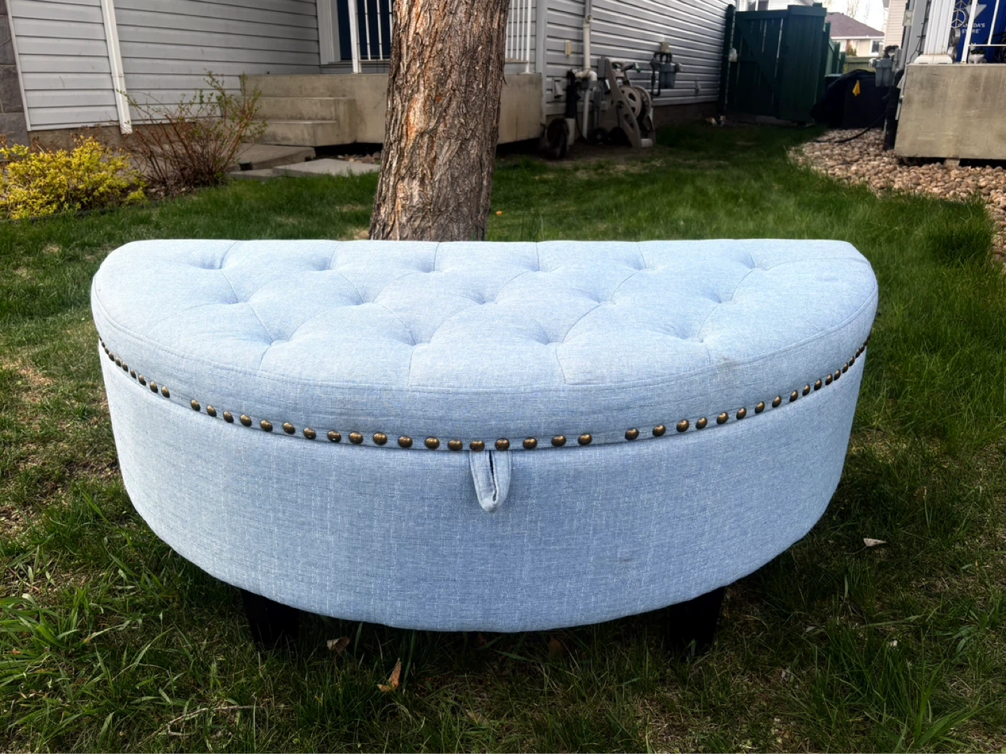 Light Blue Tufted Ottoman Storage Bench - photo 5
