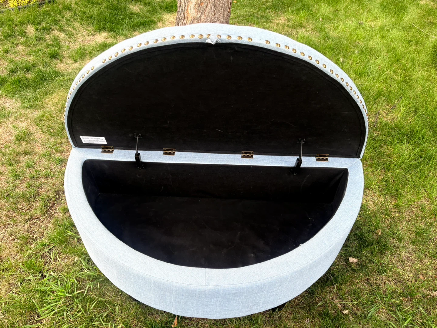 Light Blue Tufted Ottoman Storage Bench - photo 3