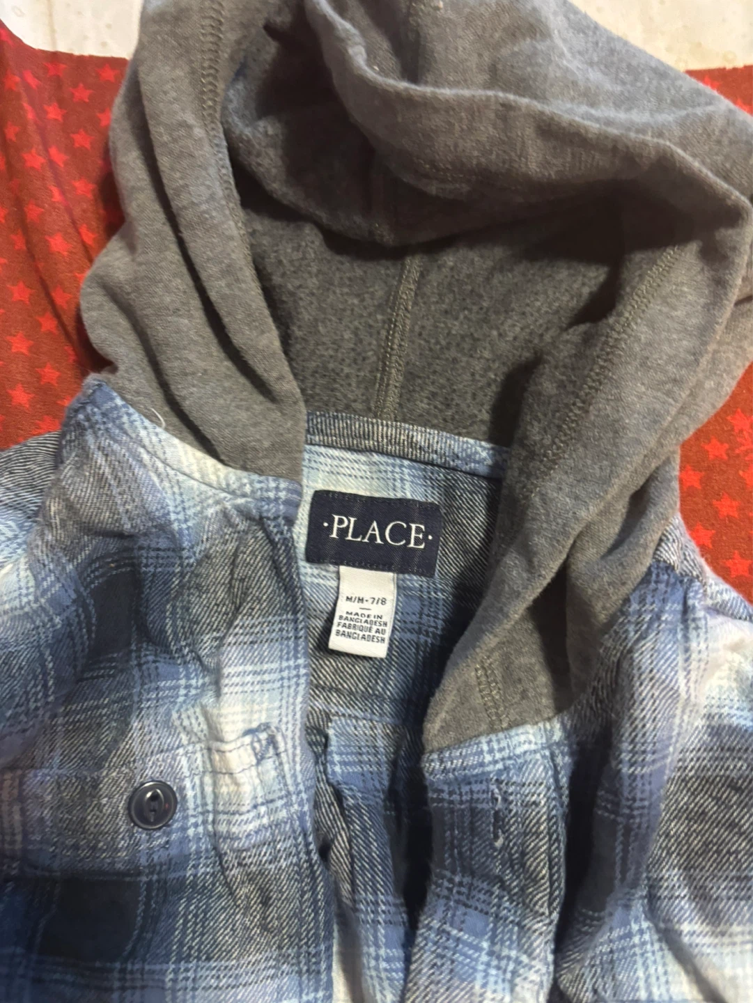 The Children's Place Boys Flannel Hoodie Size M/G 7-8 - photo 2