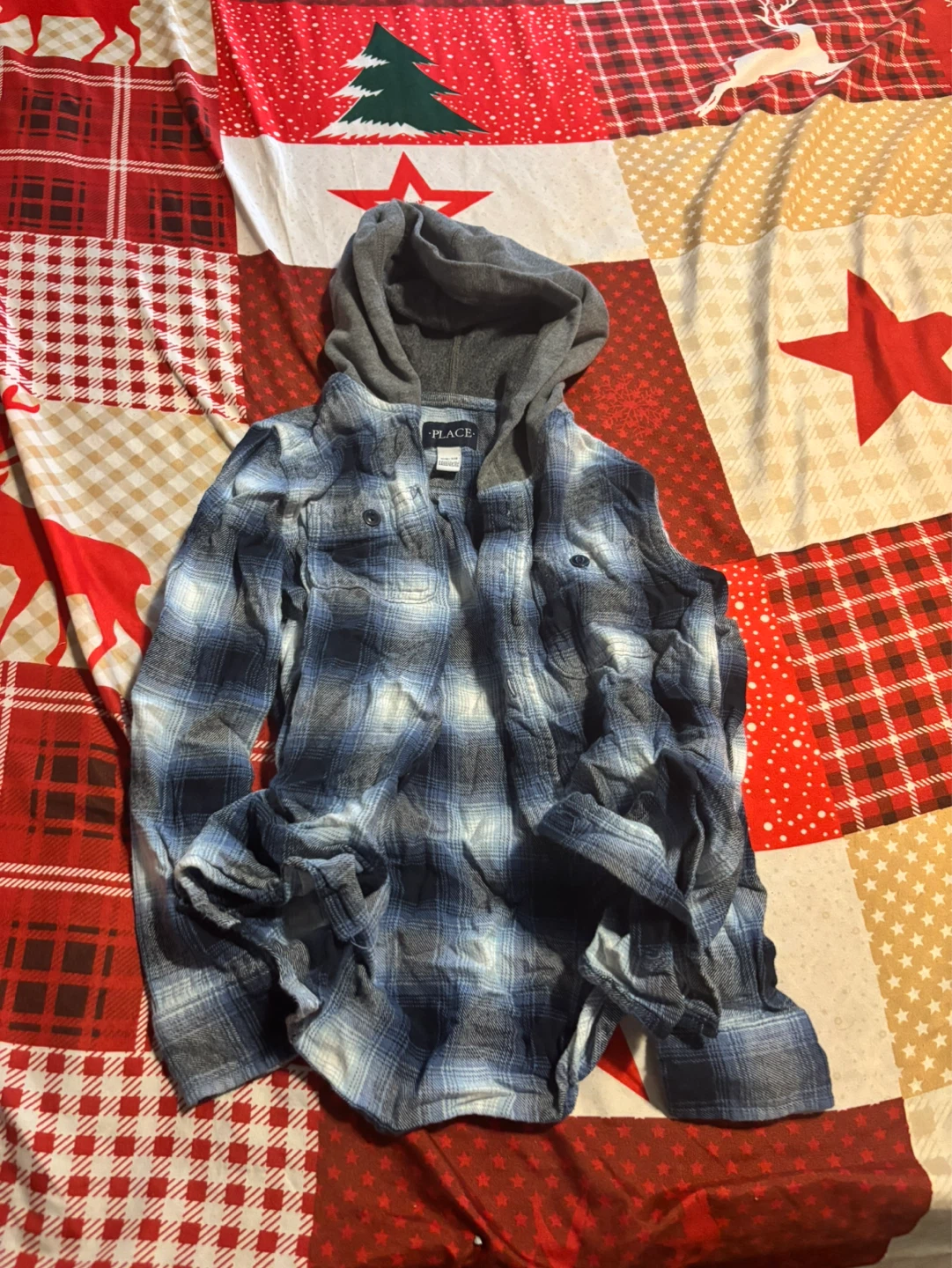 The Children's Place Boys Flannel Hoodie Size M/G 7-8