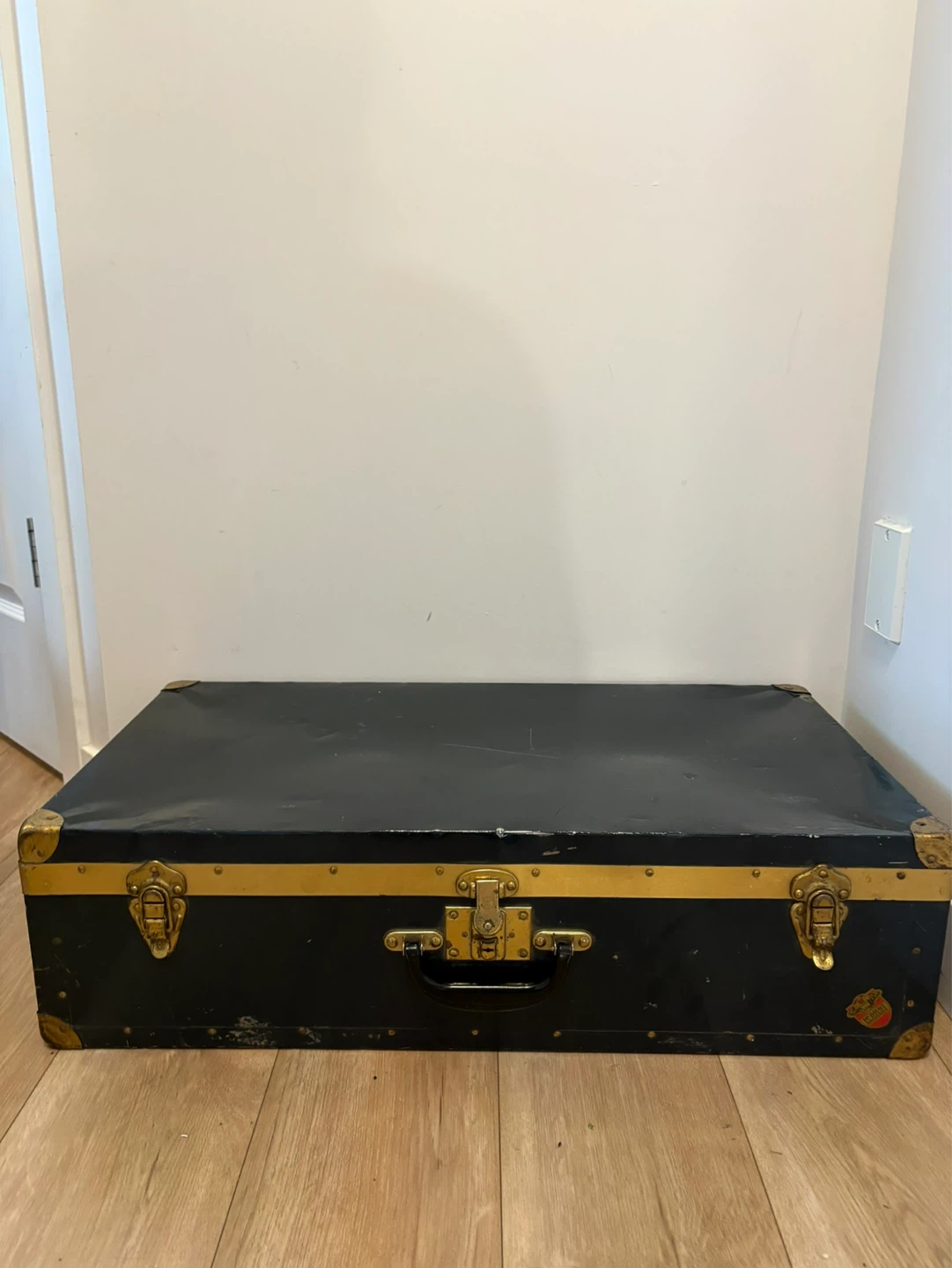 McBrine Antique 1940s Black Suitcase Trunk
