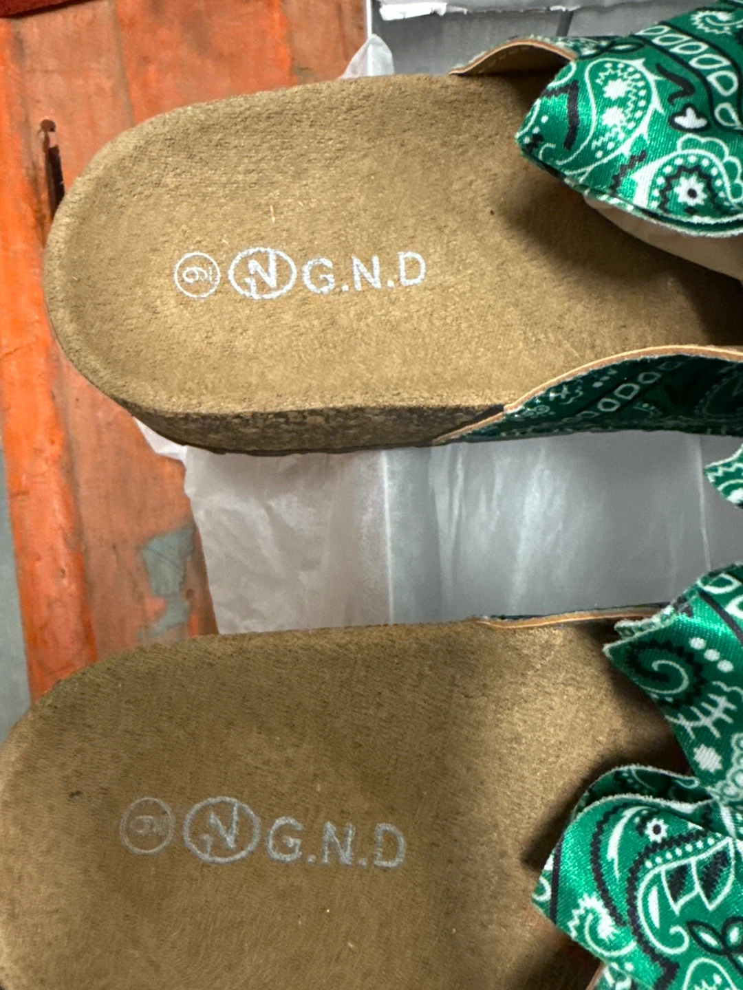G.N.D. Women's Bandana Bow Slides - Green, Size 9 - photo 3
