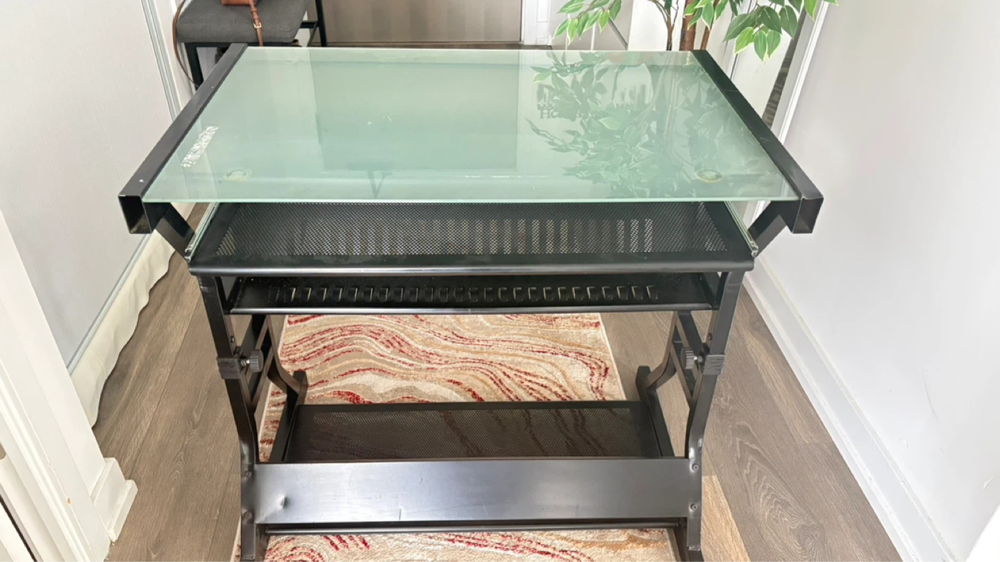 Glass Drafting Table with Shelves - photo 5