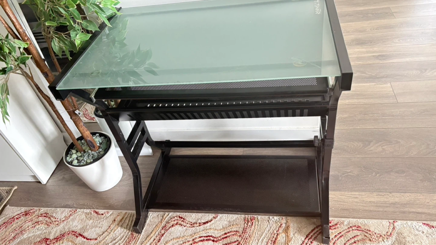 Glass Drafting Table with Shelves - photo 3
