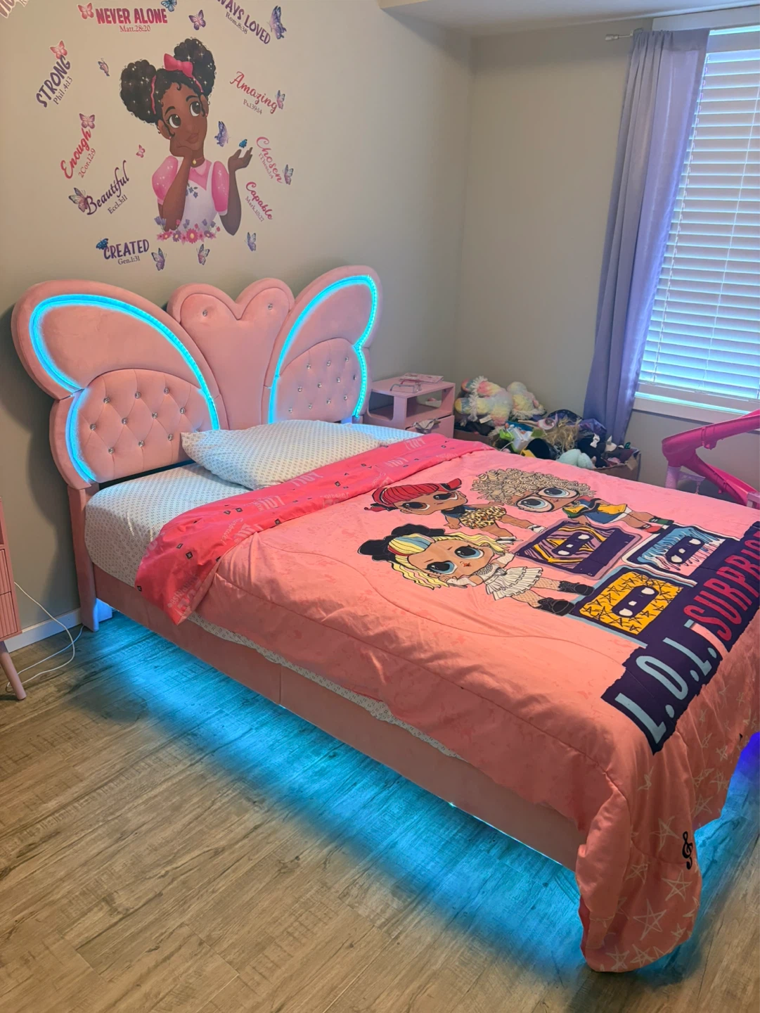 Floating Butterfly single Bed Frame with LED Lights
