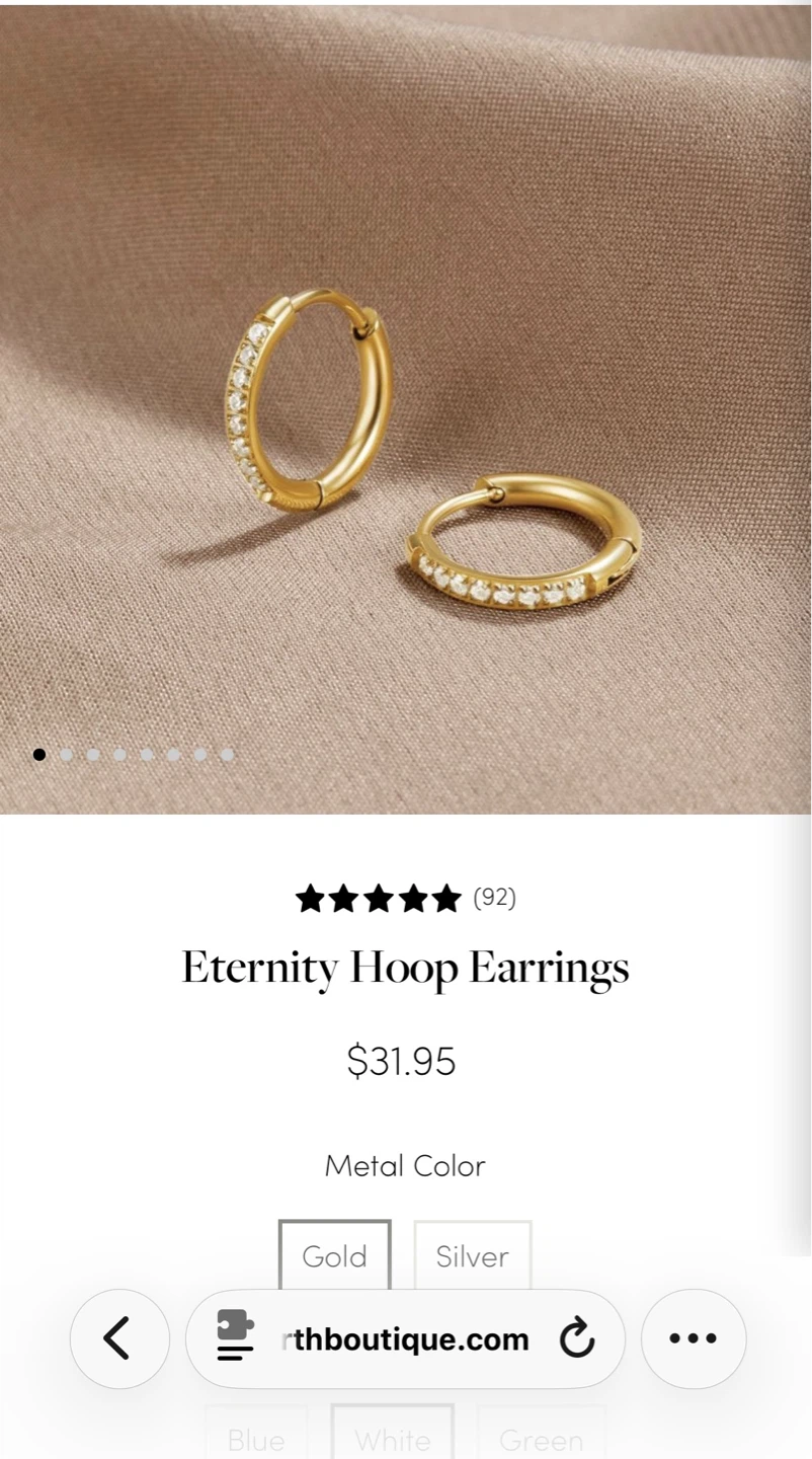 Eternity Hoop Earrings 18k gold plated - photo 3
