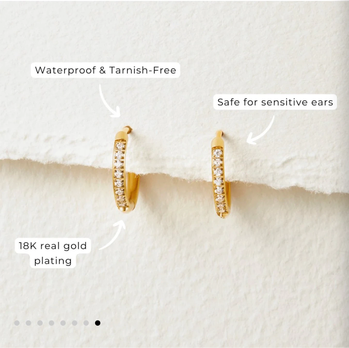 Eternity Hoop Earrings 18k gold plated - photo 2