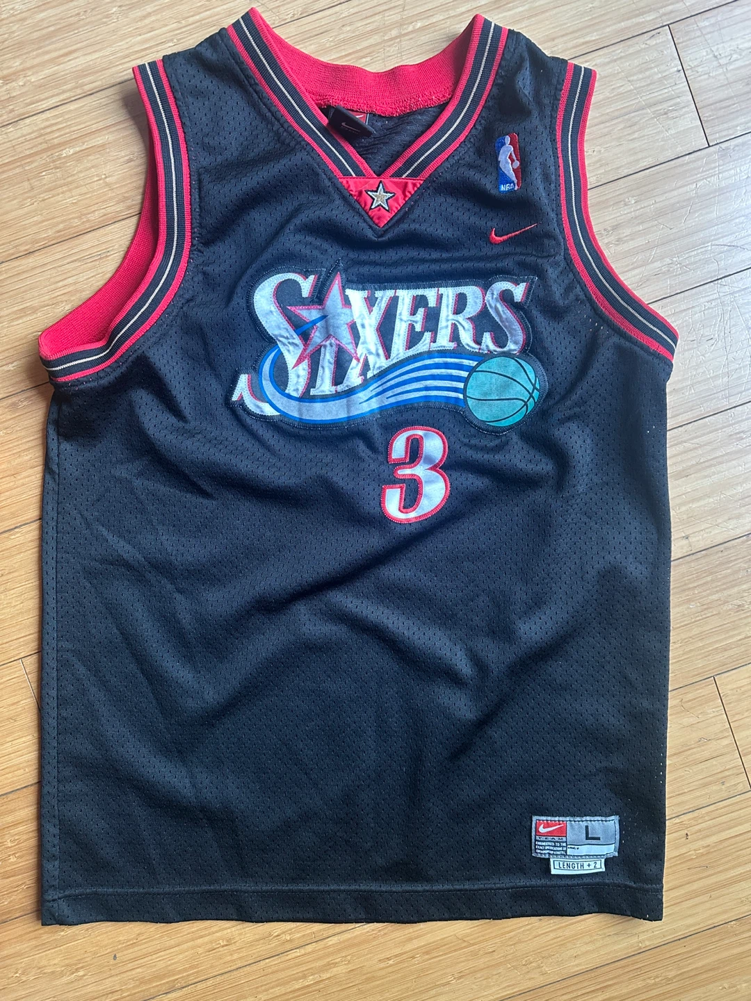 AUTHENTIC ALLEN IVERSON NIKE SIXERS JERSEY YOUTH SIZE LARGE - photo 2