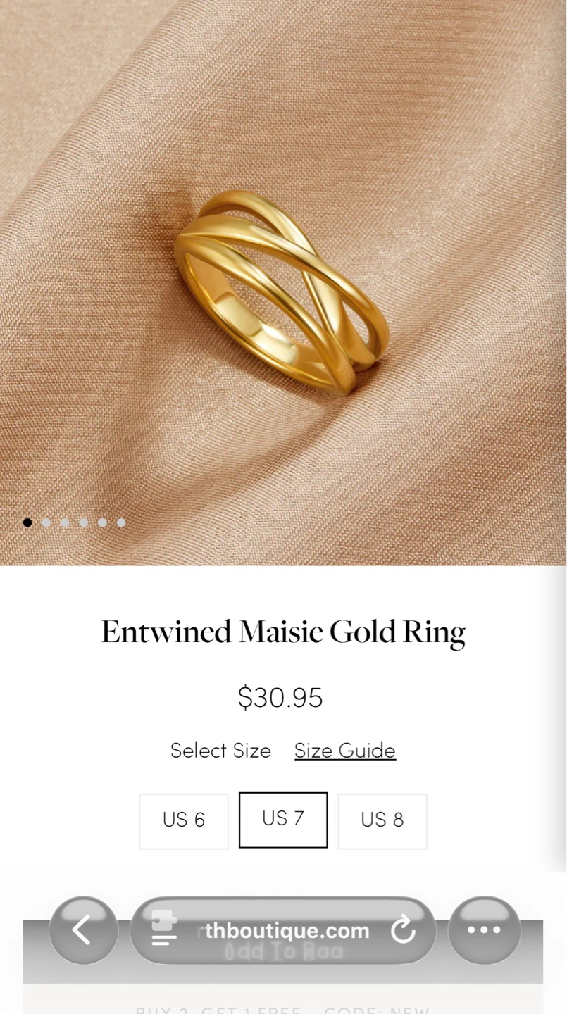 Entwined 18k Gold plated Ring size 7 - photo 3