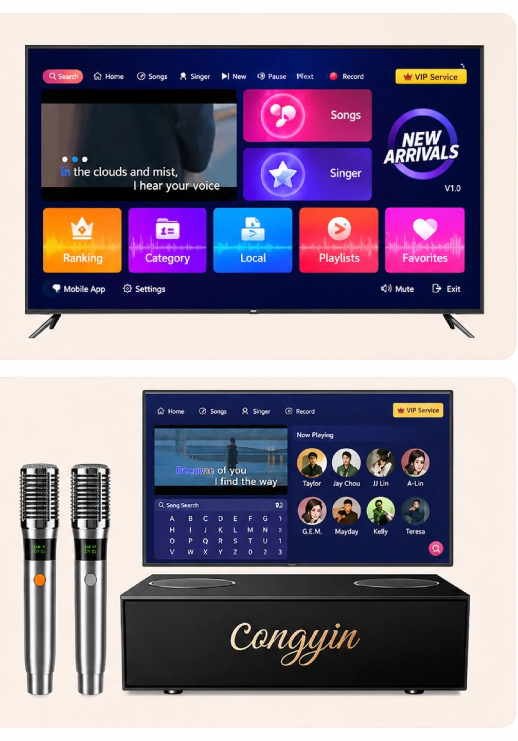 Congyin Portable Karaoke and movie system with 2 Microphones - photo 3