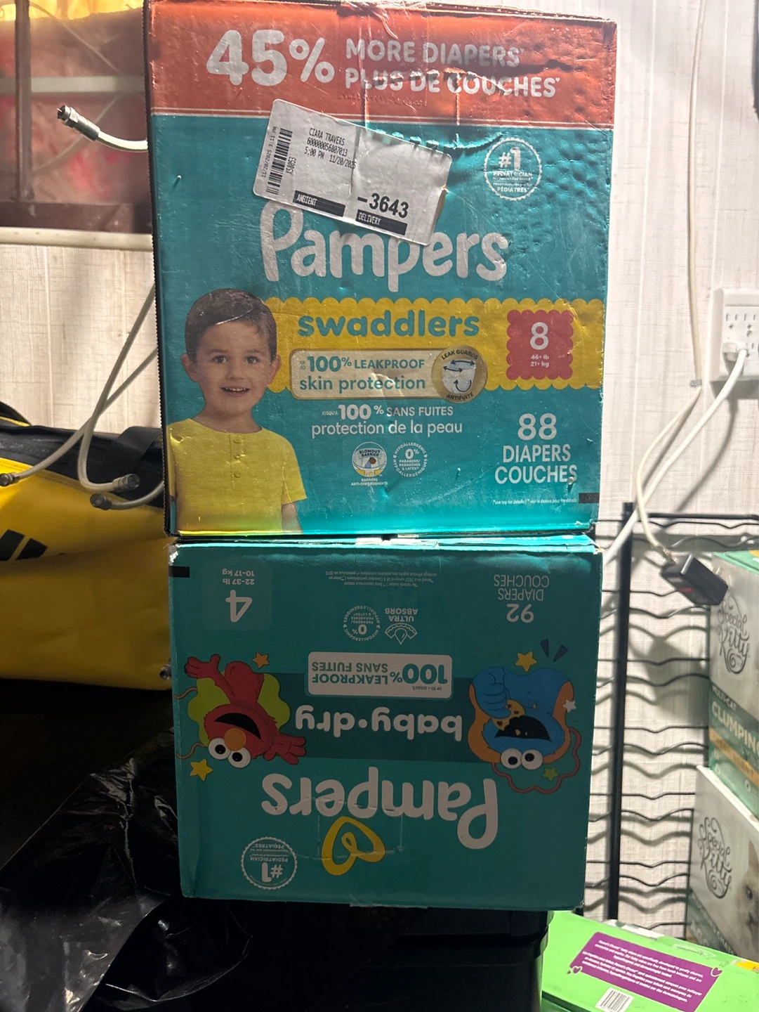 Pampers Swaddlers Diapers - Size 8 (88 ct) & Size 4 (92 ct)