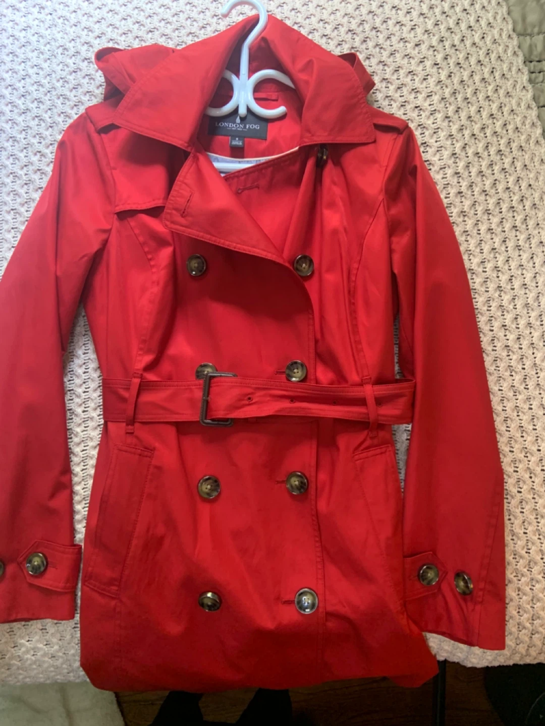 London Fog Red Double-Breasted Trench Coat - photo 2