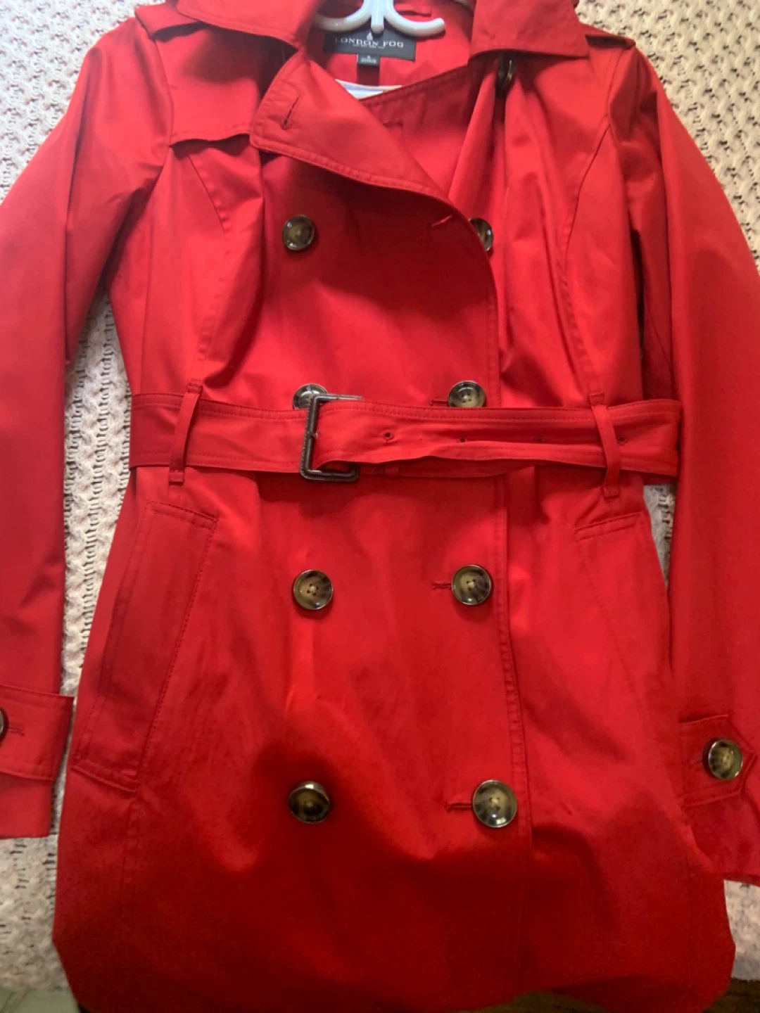 London Fog Red Double-Breasted Trench Coat - photo 3