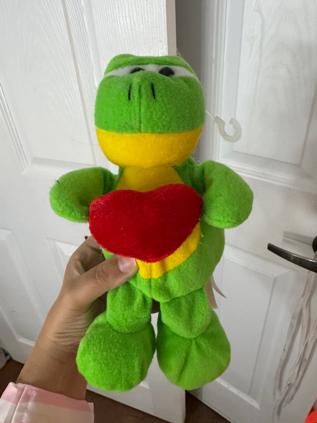 Green Plush Frog Holding Red Heart - photo 2