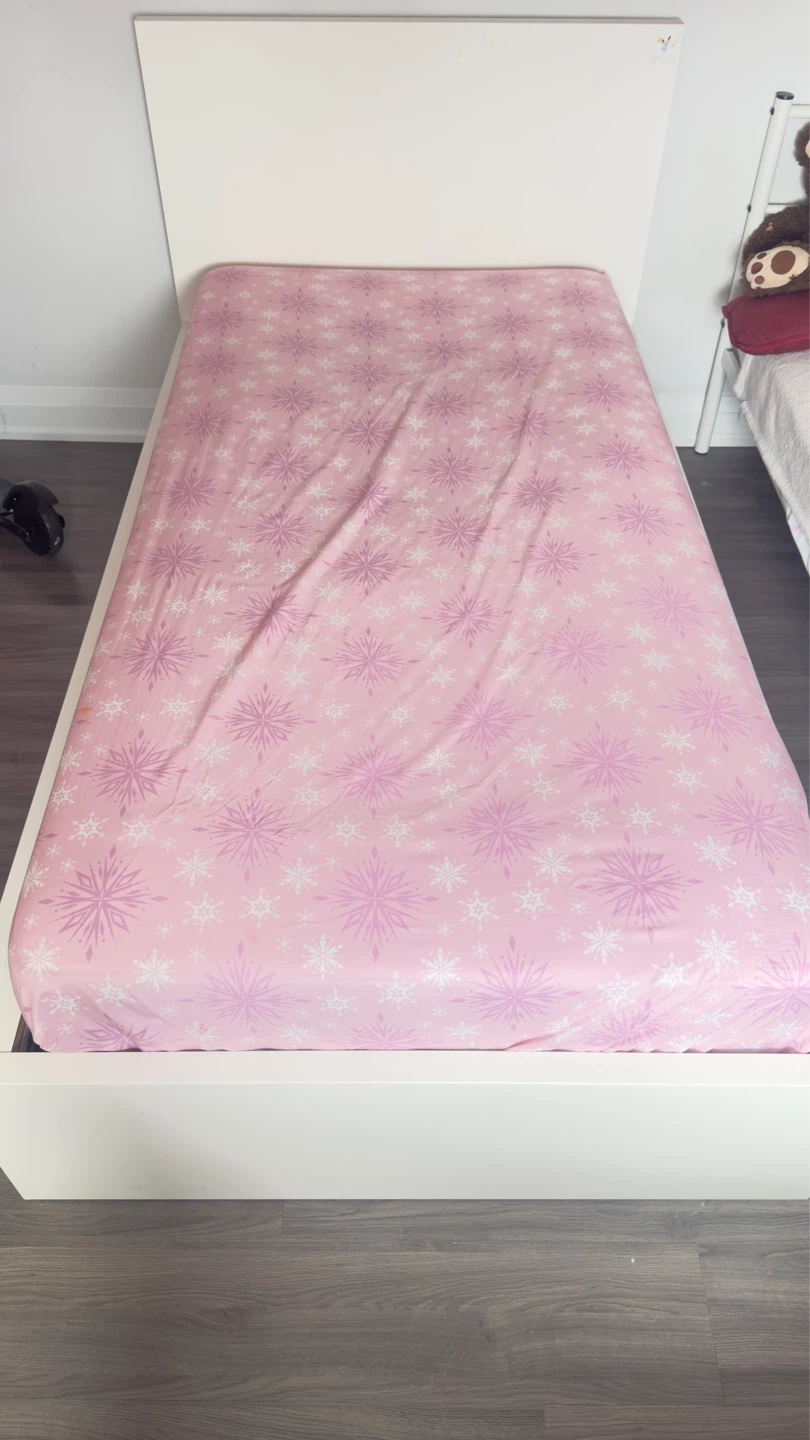 White Twin Bed Frame with Mattress - photo 4
