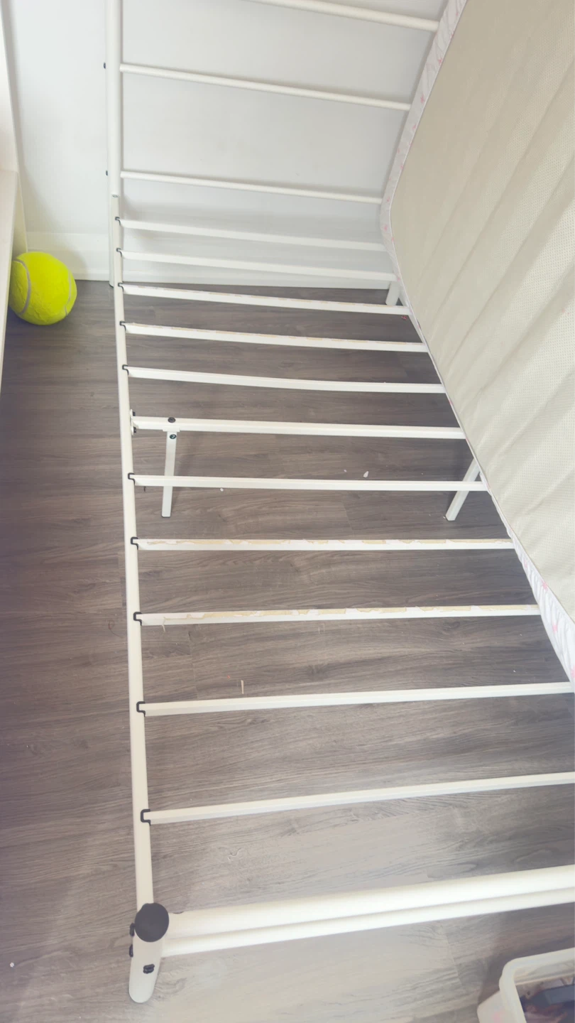 White Twin Bed Frame with Mattress - photo 3