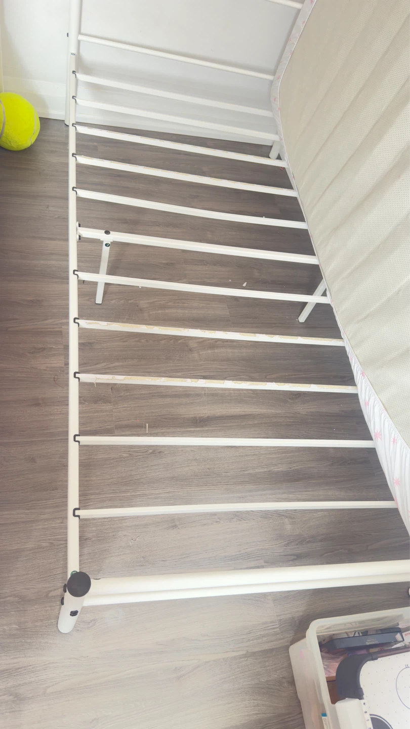 White Twin Bed Frame with Mattress - photo 2