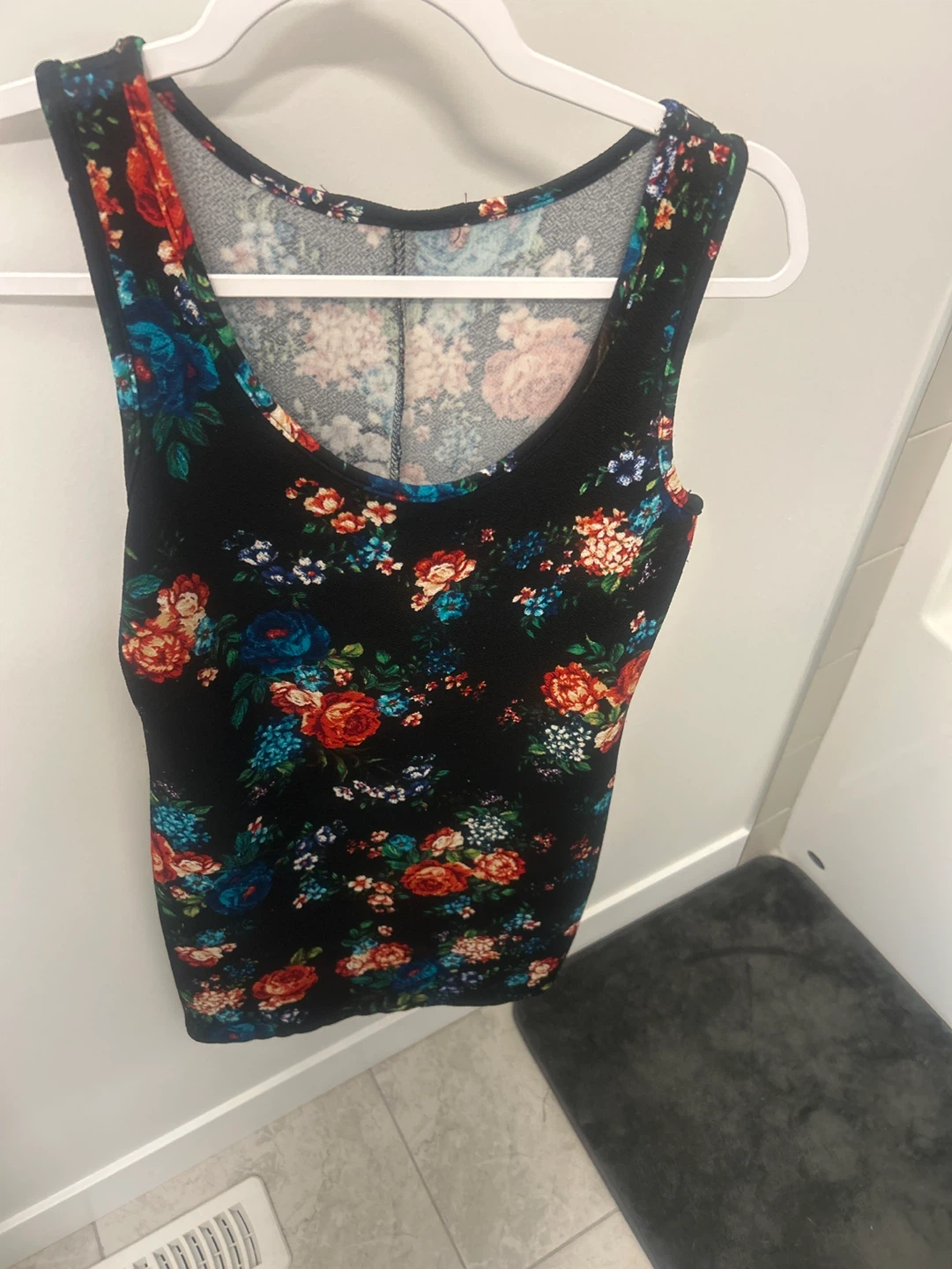 Black Floral Tank Top