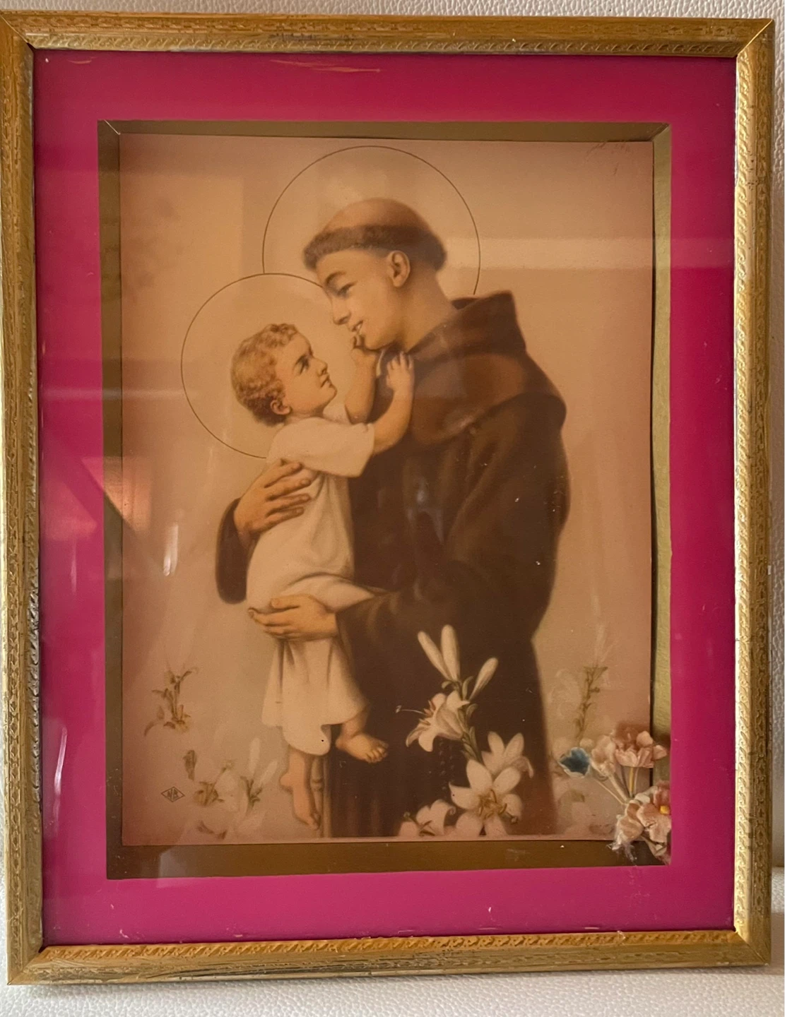Vintage Saint Anthony with Child Framed Art - photo 3