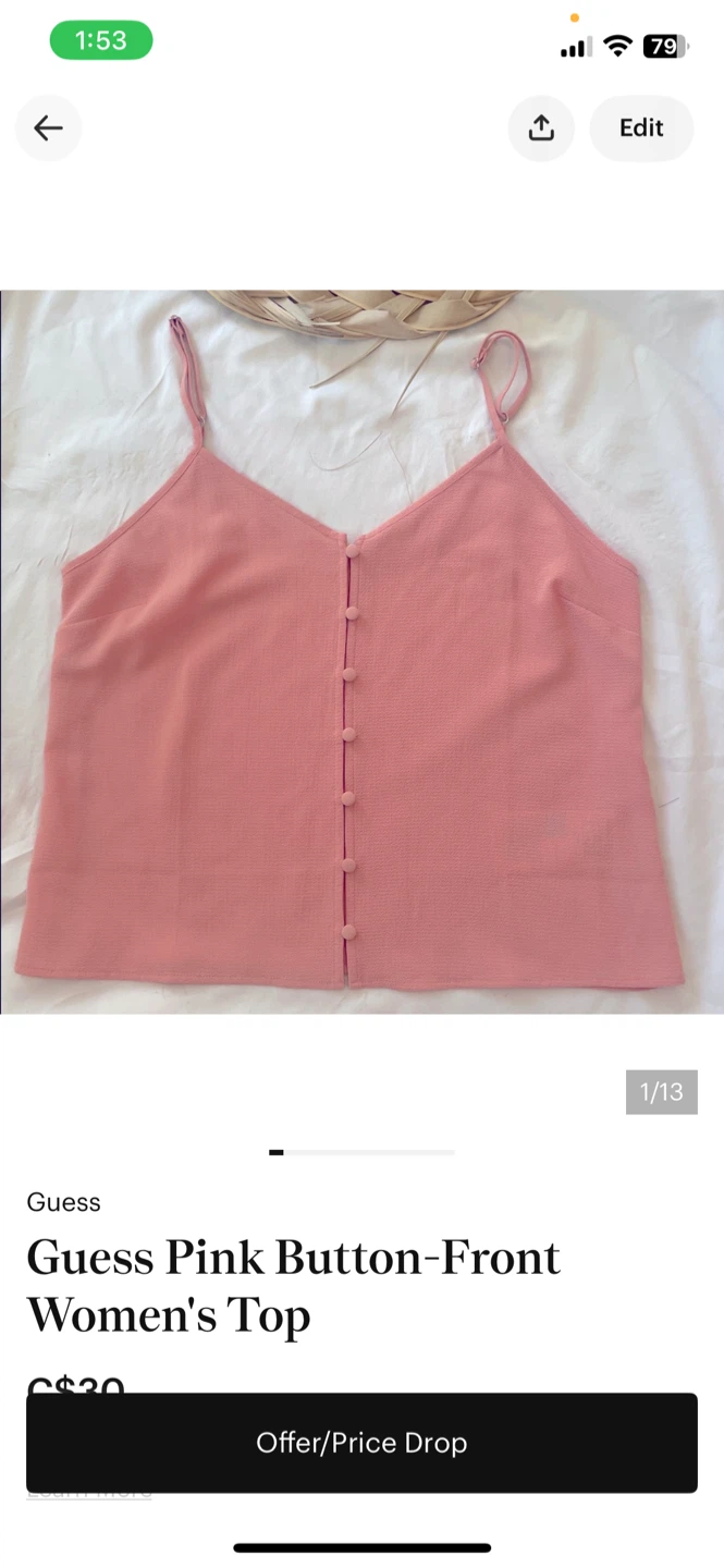 Guess Pink Button-Front Women's Top