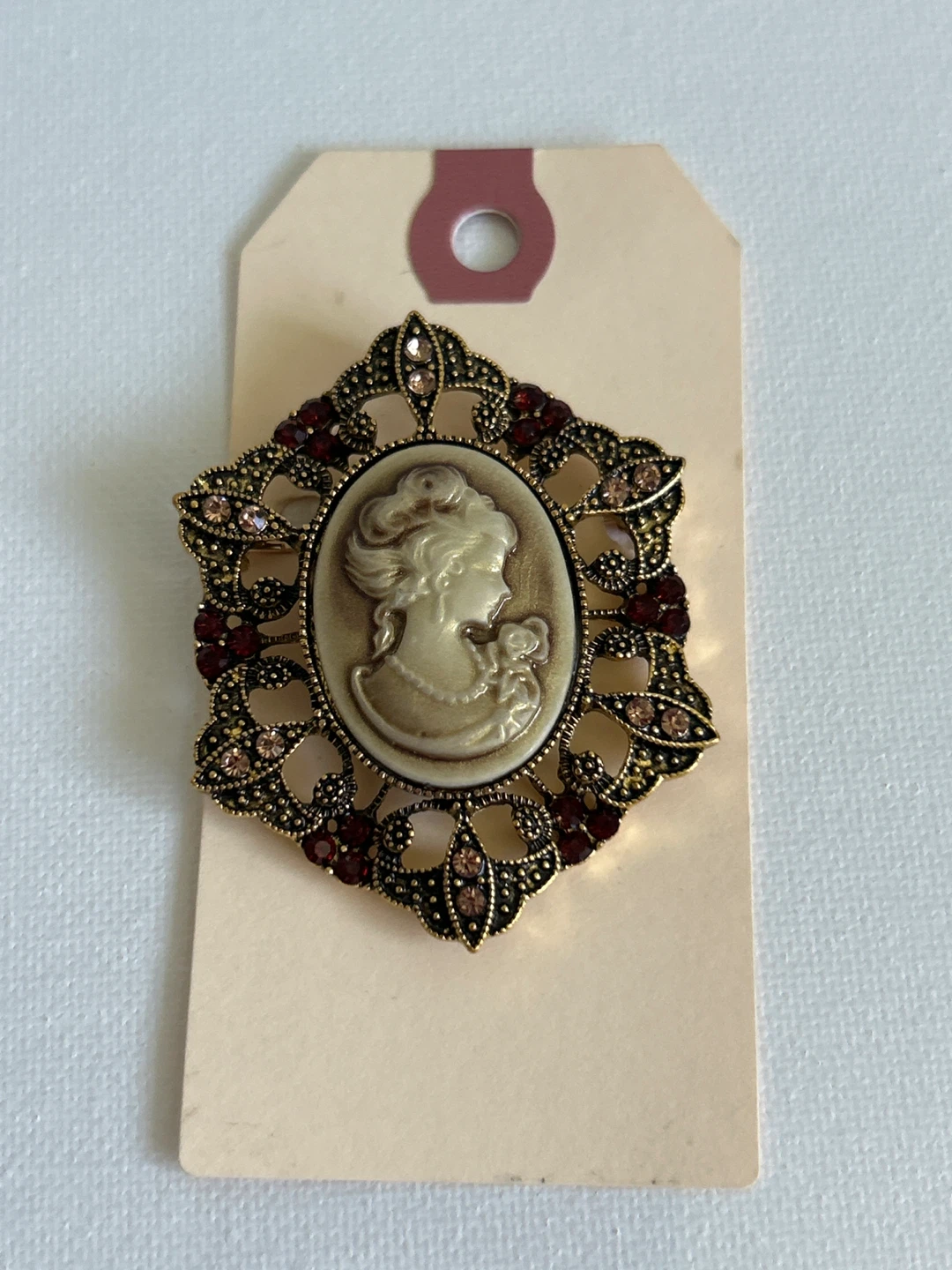 Cameo Brooch with Rhinestones