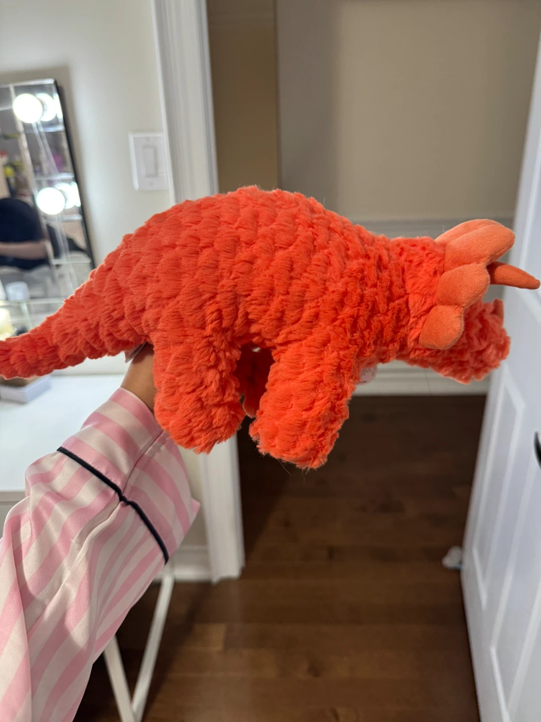 Orange Triceratops Plush Toy