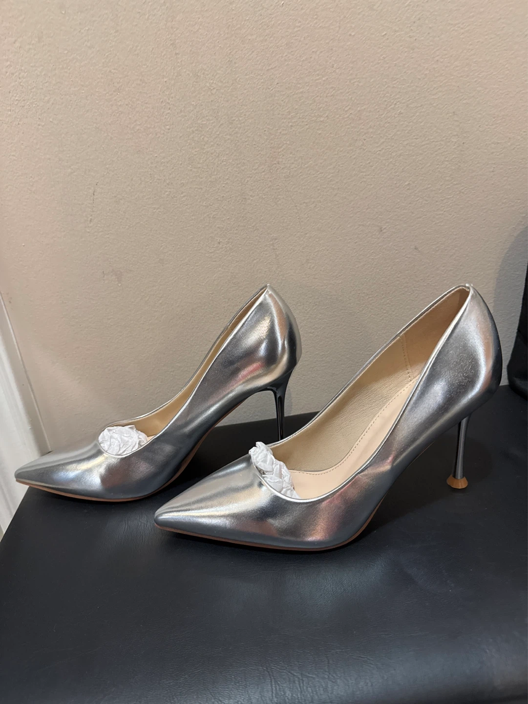 Shein Silver Pointed Toe Stiletto Heels - Size 39 - photo 2