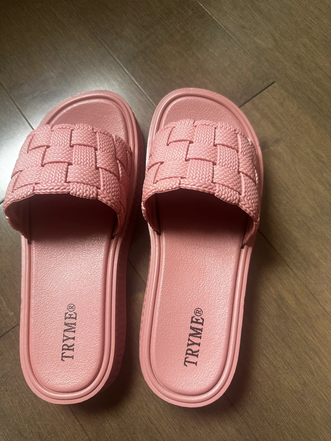 TRYME Pink Woven Slide Sandals - Size 41