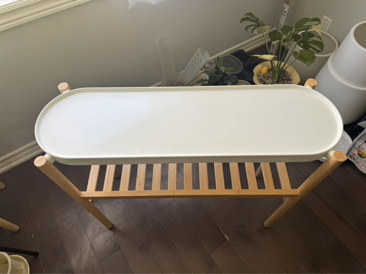 IKEA SATSUMAS Plant Stand - Bamboo/White