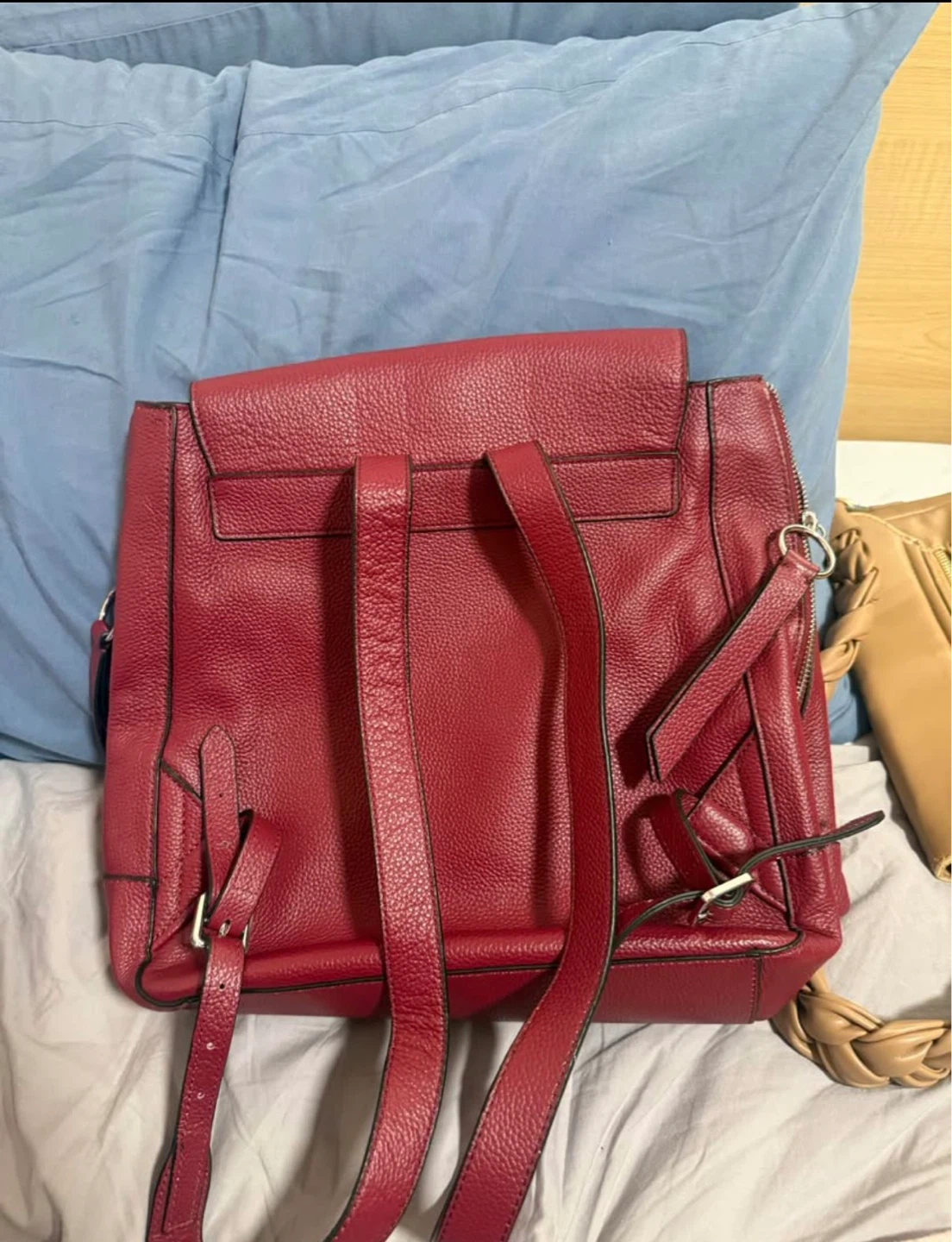 Red Leather Backpack