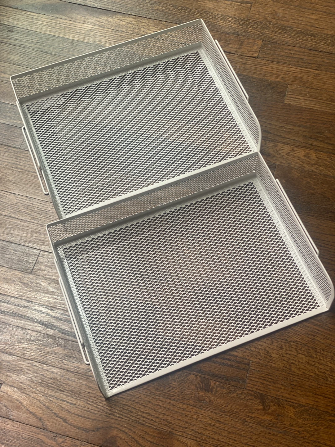 White Mesh Desk Organizer Trays (Set of 2)