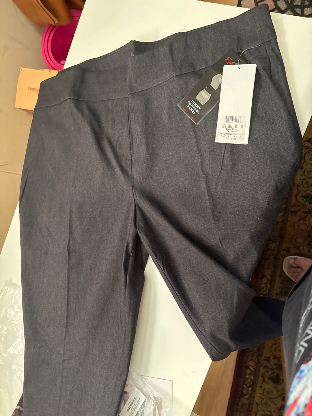 Raidu Women's Tummy Control Slim Leg Pants Charcoal Size 22W