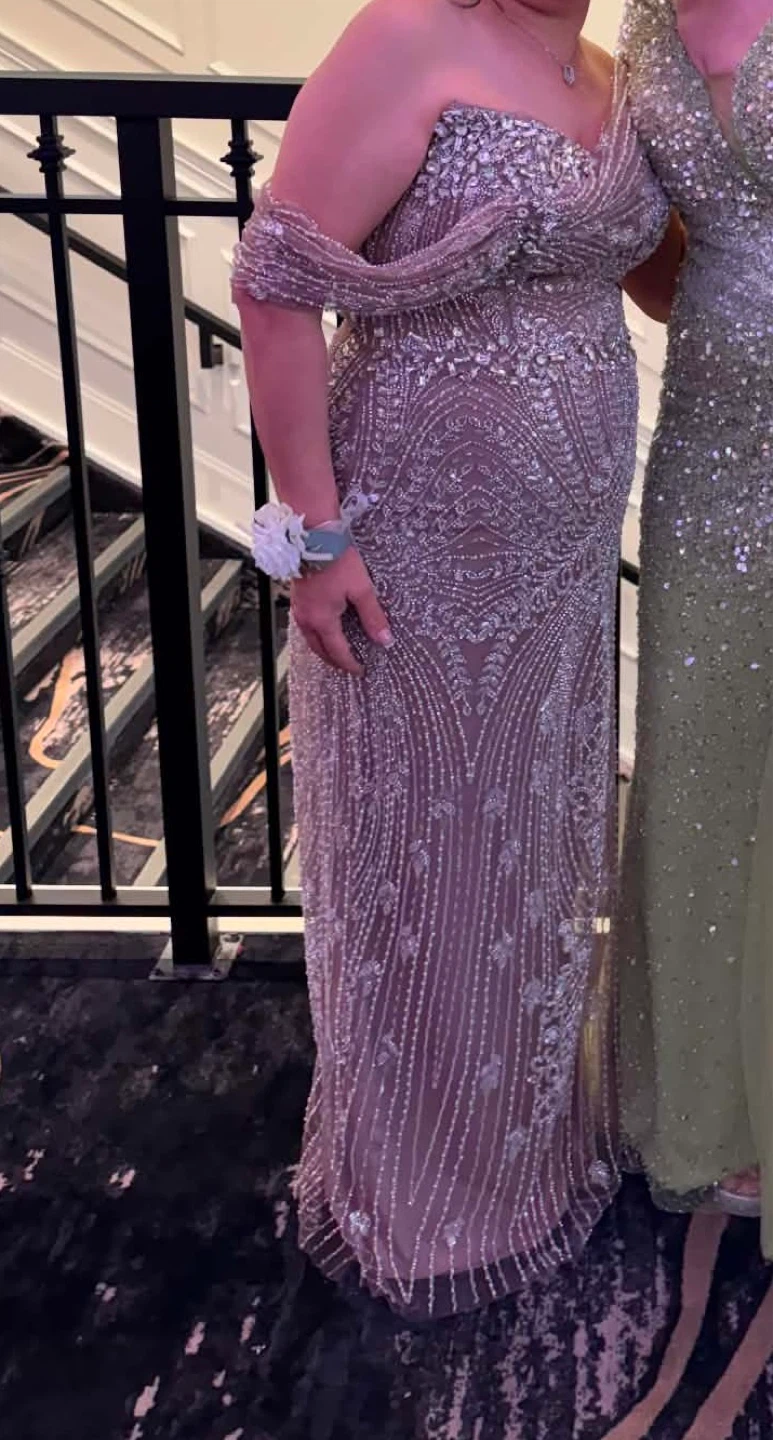 Beaded Off-the-Shoulder Evening Gown - photo 2