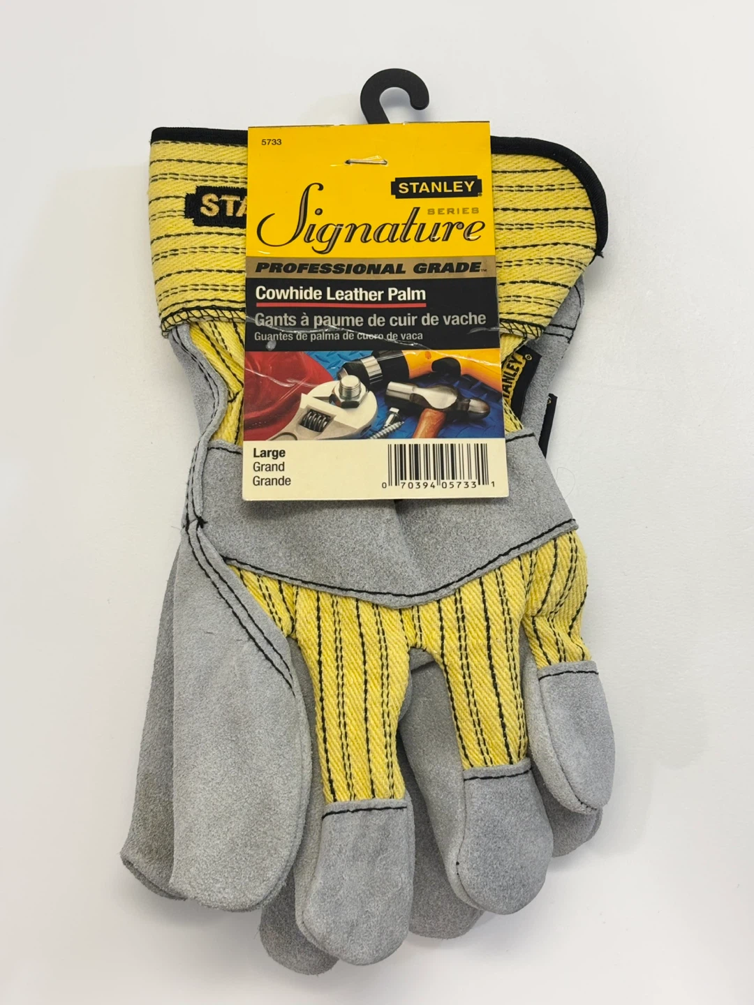 Work gloves by Stanley Pro Grade Cowhide Leather Work-Large