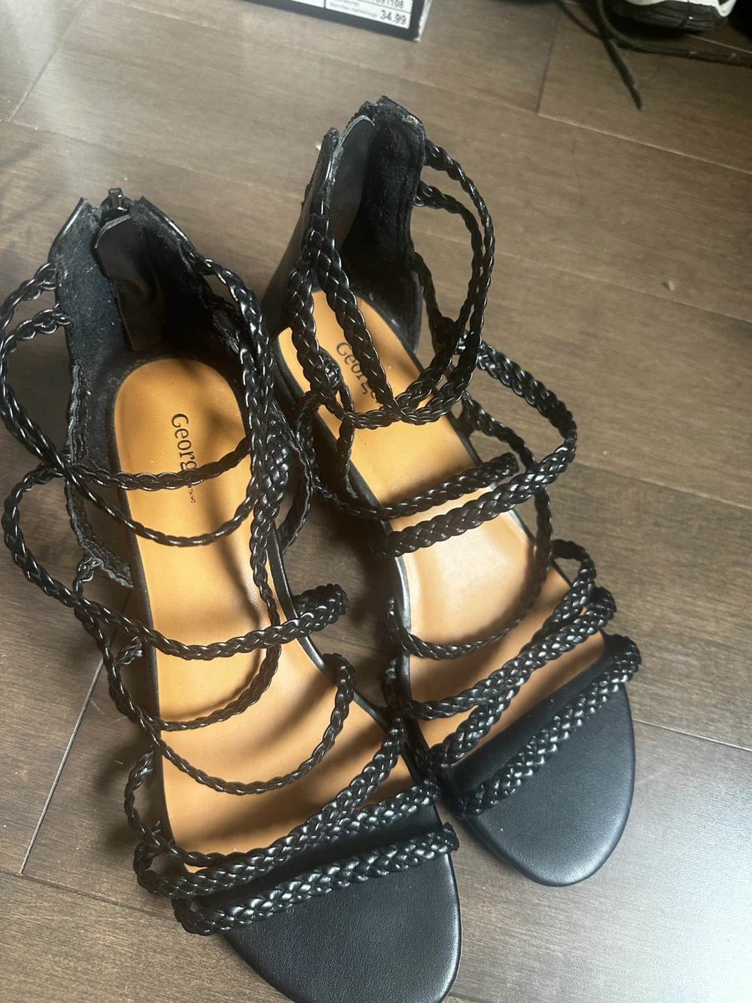 George Women's Black Strappy Gladiator Sandals