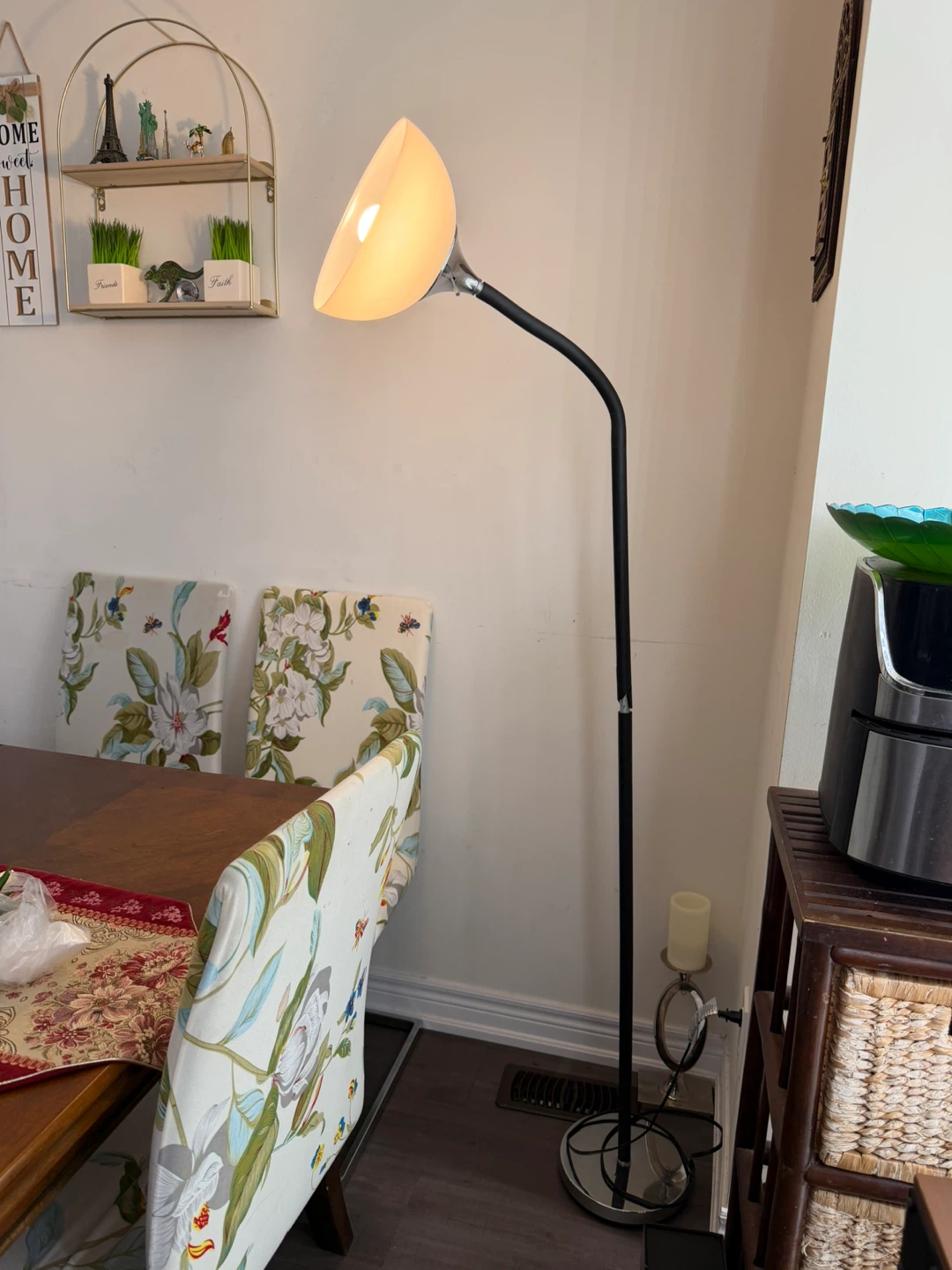 Black Floor Lamp with Adjustable Neck