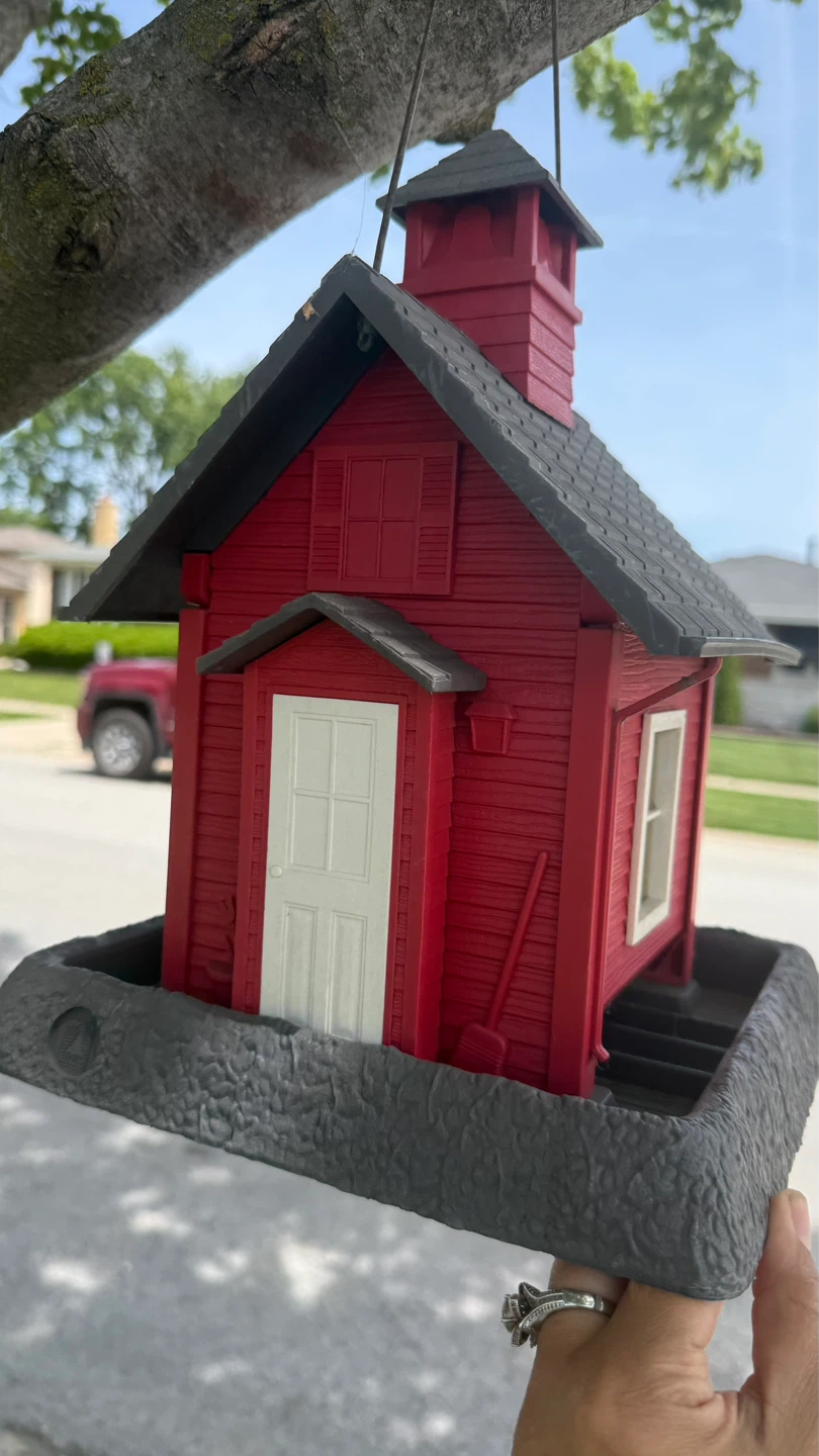 Red School House Bird Feeder - photo 3