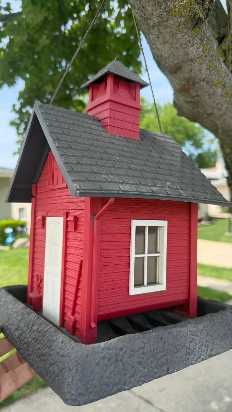 Red School House Bird Feeder