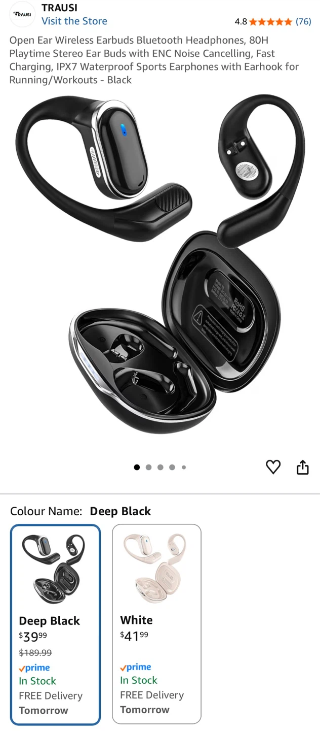 TRAUSI Open Earbuds Bluetooth Headphones T6 - photo 2