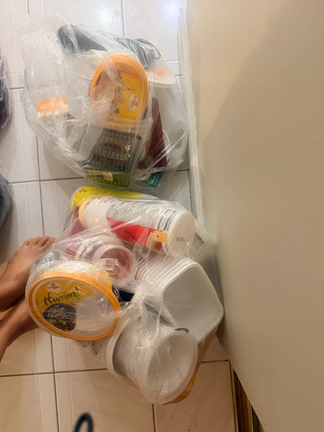 Assorted Food Containers & Hummus Tub