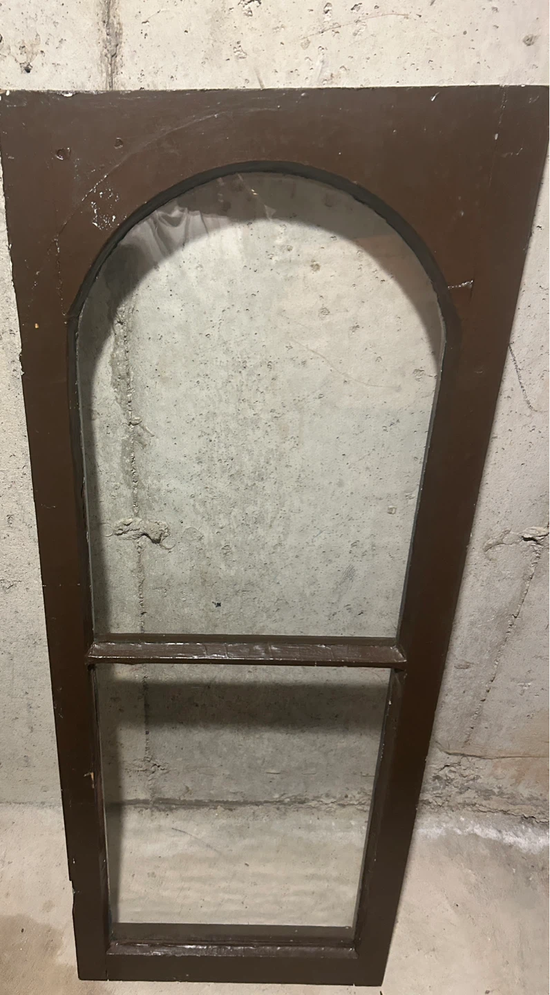 Antique Arched Top Wooden Window Frame