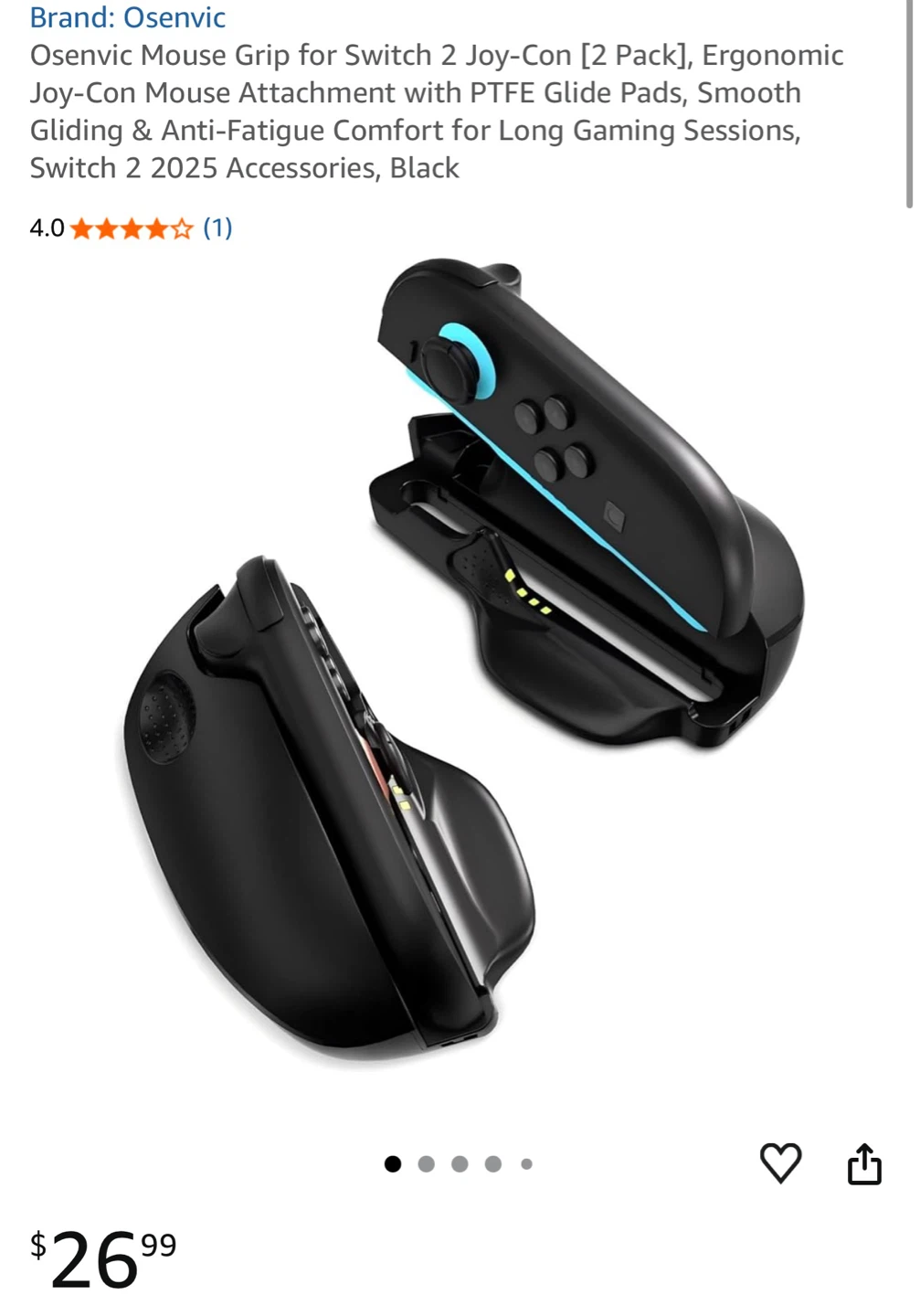 Osenvic Ergonomic Mouse Grips for Switch 2 Joy-Con (2 Pack) - photo 2