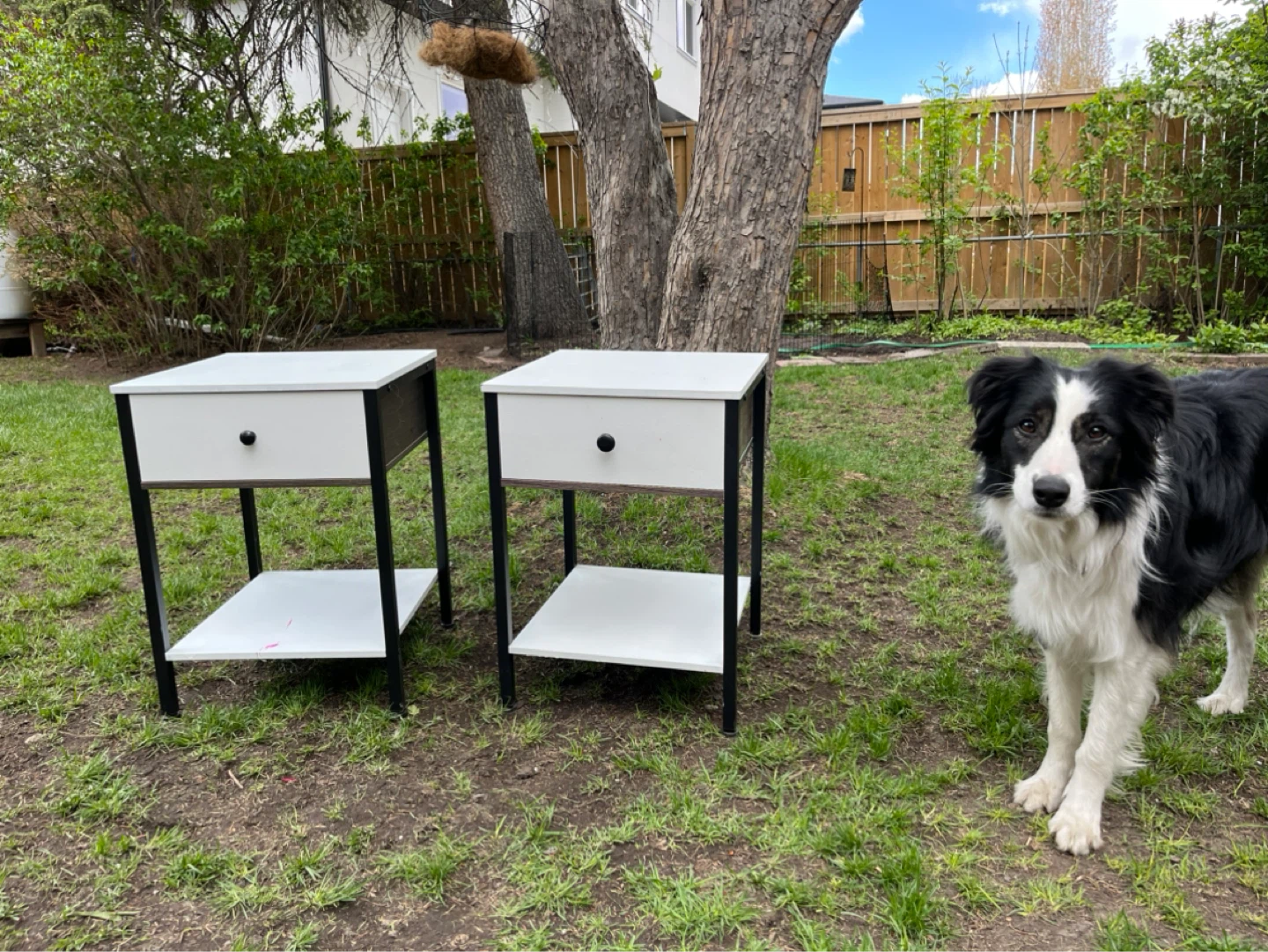 White and Black Nightstands - Set of 2