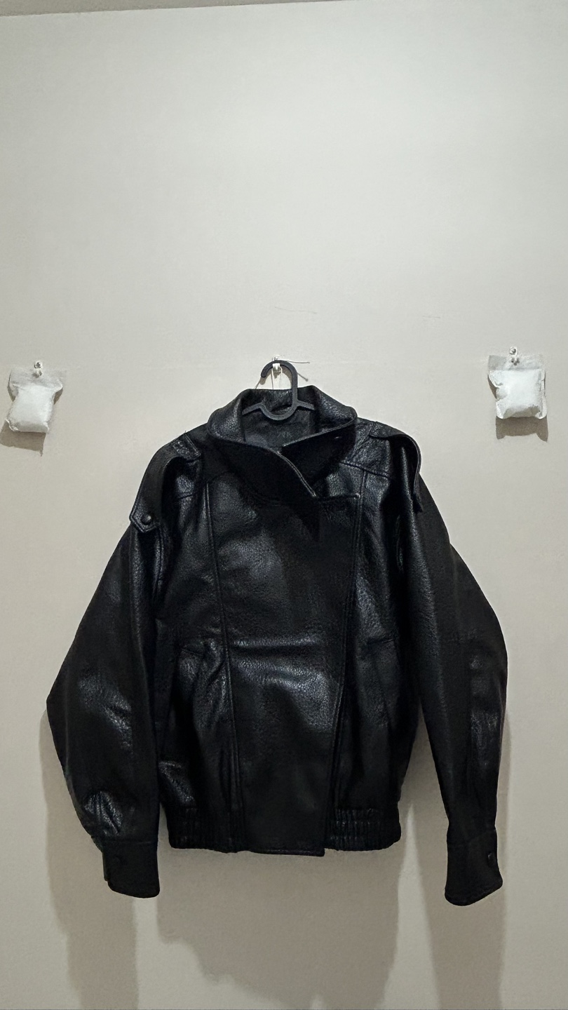 Zara Black Faux Leather Bomber Jacket - photo 2