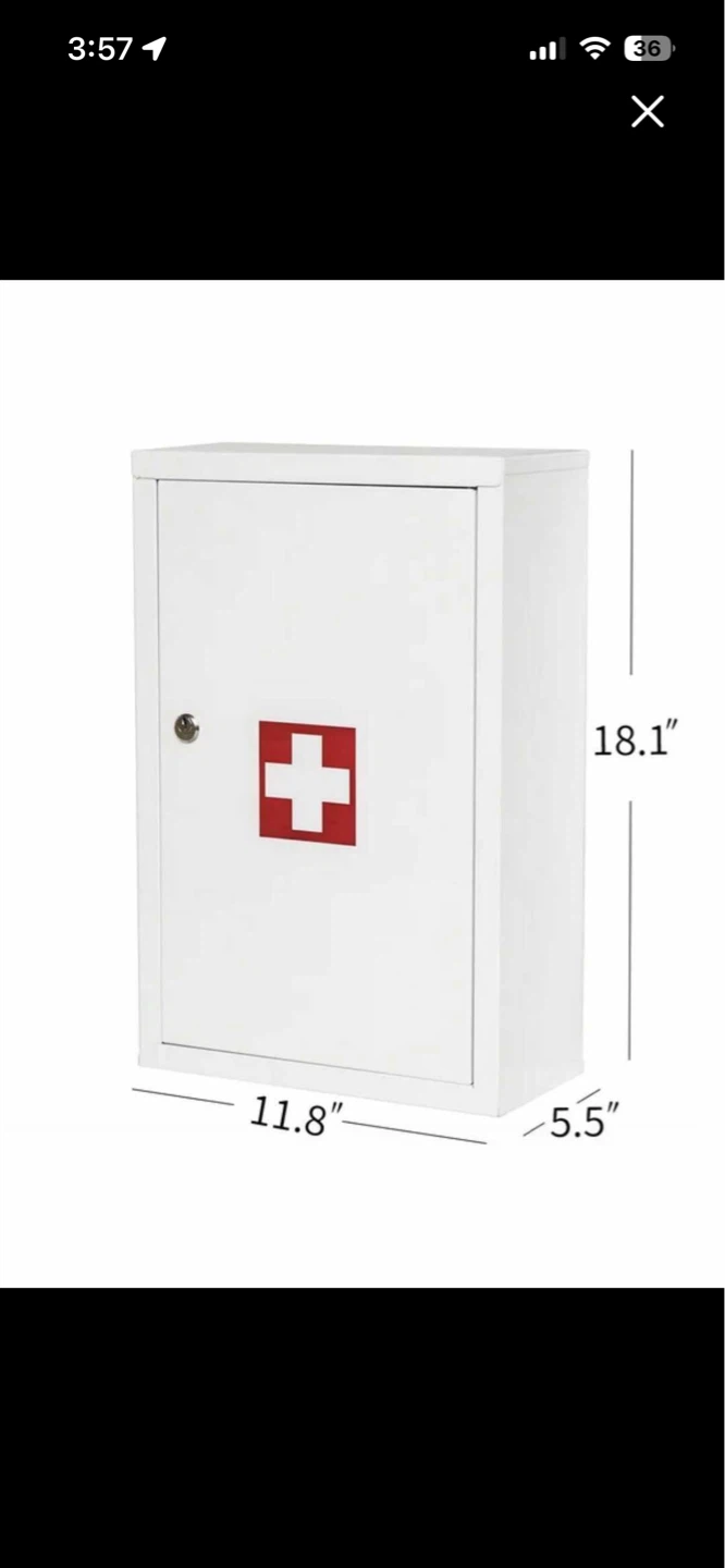 White First Aid Medicine Cabinet with Cross Symbol - photo 5