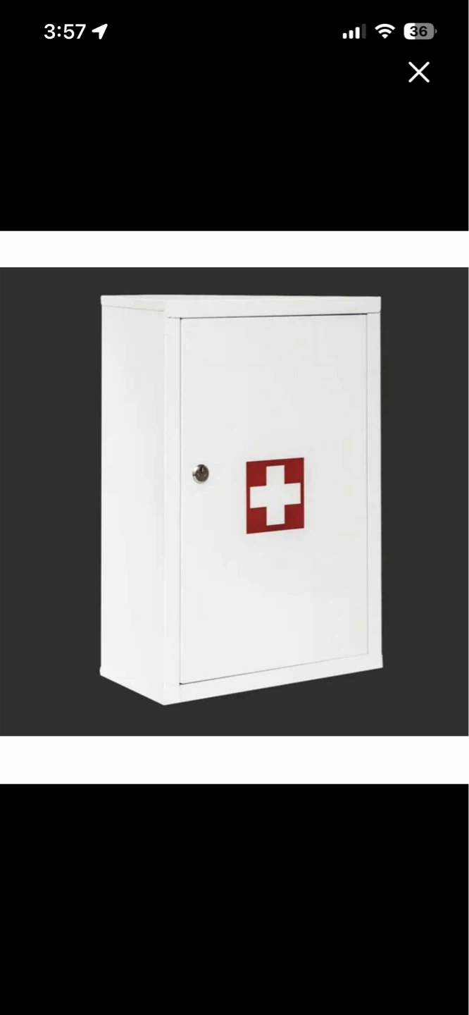 White First Aid Medicine Cabinet with Cross Symbol - photo 2