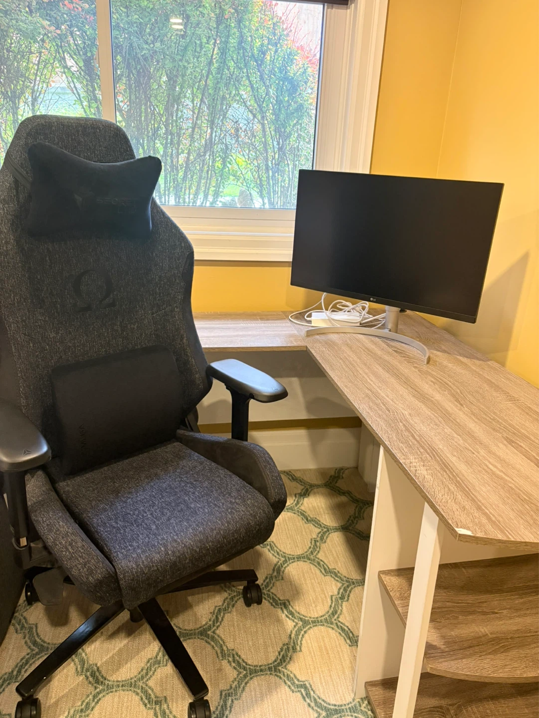 Ergonomic Gaming Chair with Lumbar Support & table + LG Monitor