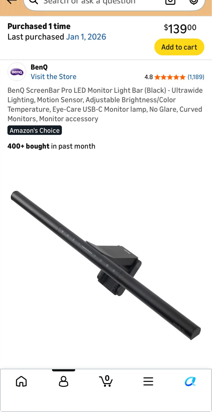 BenQ ScreenBar Pro LED Monitor Light Bar (Black) - photo 5