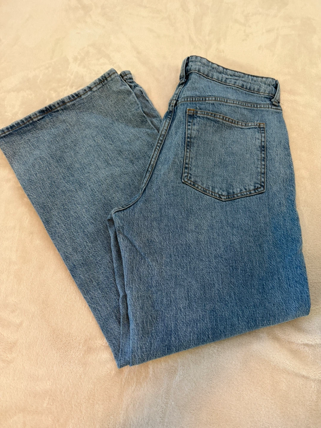 H&M Wide Leg Jeans Size 14 Light Wash Denim