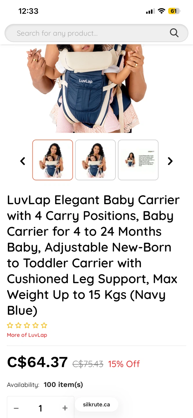 LuvLap Elegant Baby Carrier - Navy Blue - photo 2